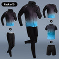 5 - Piece Men's Quick - drying Sports Suit Fitness Running Tight Elastic Trousers With Cap Gradient Coat - View 8 | SAMAG