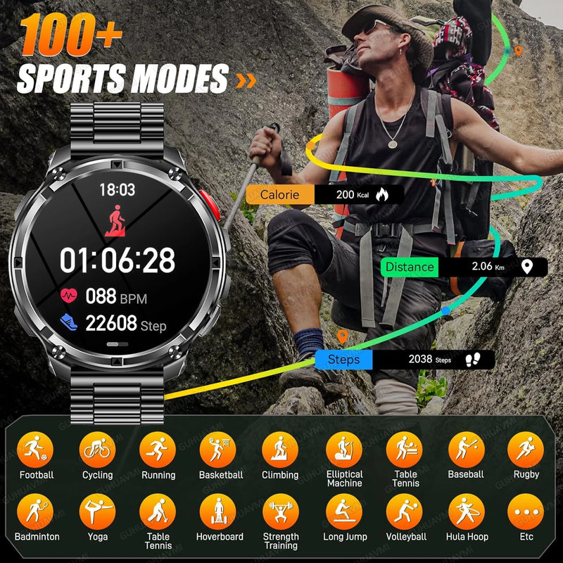 2026 New T-Rex3 Pro 1100mAh Battery Smart Watch GPS Path 5ATM Waterproof Sports Run Tracker Outdoors Compass Military Smartwatch