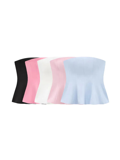 Women Sexy Fashion Strapless Peplum Bustier Tops Straight | SAMAG
