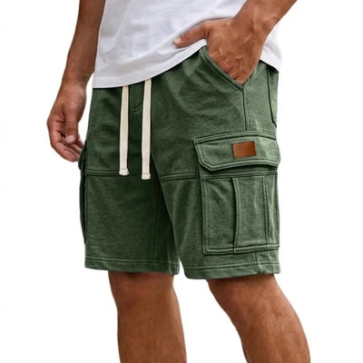 Men Solid Drawstring Multi Pocket Cargo Shorts Soft | SAMAG
