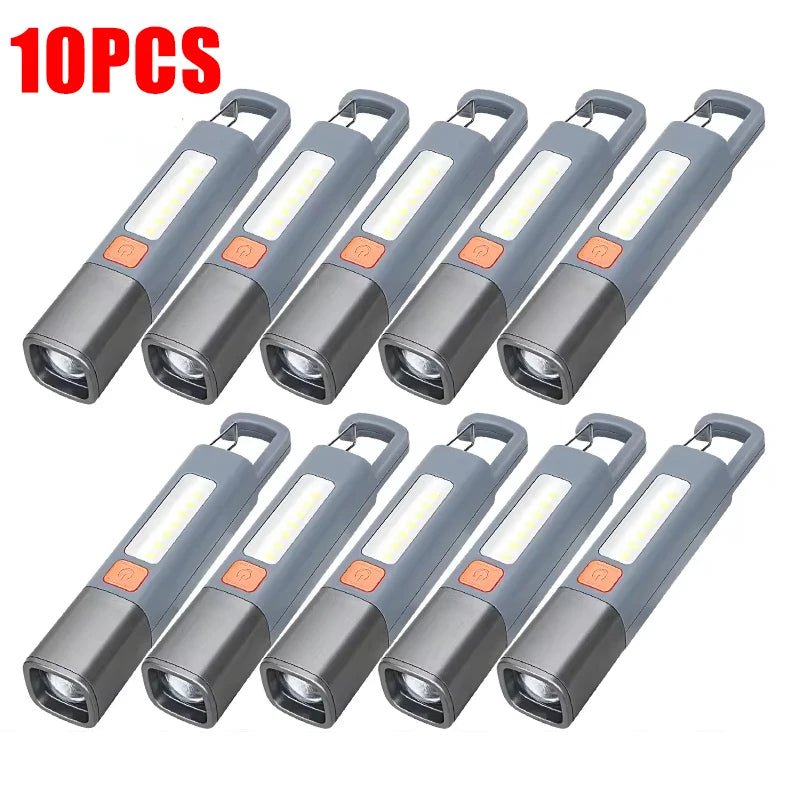 1-10PCS Super Bright LED Flashlight XPE Torch Light With Hook Camping Light USB Rechargeable Zoomable Waterproof Flashlight