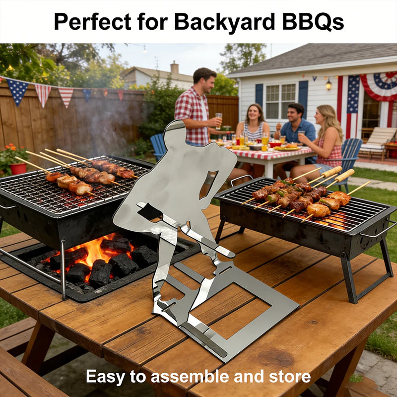 Portable Sausage Grill Basket, Stainless Steel Hot Dog Roaster Rack for Sausages, Marshmallows Vegetables Foldable & Lightweight