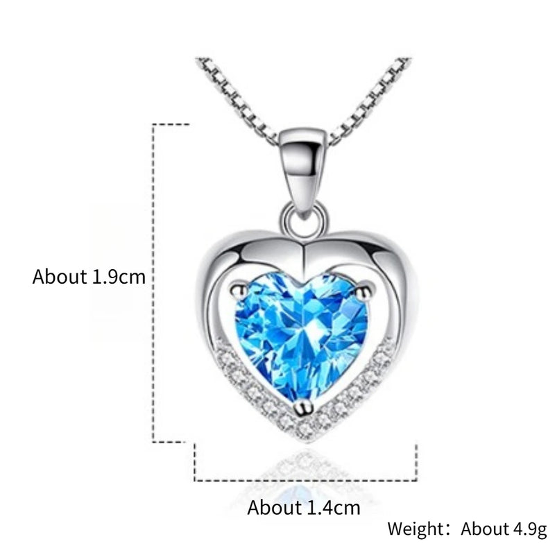 925 Sterling Silver Stylish Fine Heart Zircon Pendant Necklace, Birthday Party Anniversary Gift, Ladies - Visuel 4 | SAMAG