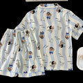Shin-chan cartoon-patterned pajama set, a short-sleeved top and matching shorts, comfortable summer homewear