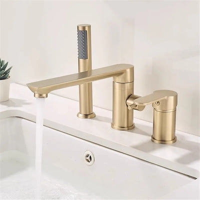 Brushed Gold Bathtub Faucet Widespread Sink Mixer Tap | SAMAG