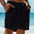Summer Cotton Linen Shorts for Men Solid Casual Button | SAMAG