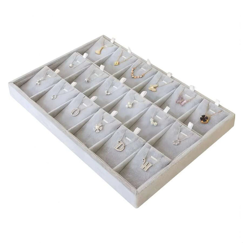 18 Grids Velvet Jewelry Display Stackable Exquisite Jewellery Holder Portable Ring Earrings Necklace Organizer Box