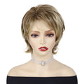 Women's Fashion Short Wigs Natural Synthetic Hair Mixed Blonde Pixie Cut Layered Wig with Bangs Heat Resistant Daily Party Use