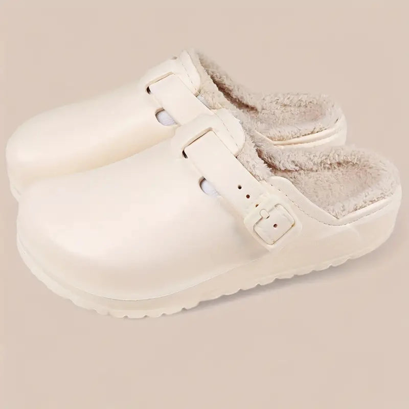 Women's EVA Plush House Slippers Adjustable Straps, Round Toe, Anti-Slip Women's Winter Shoes Suitable for Indoor Outdoor Wear