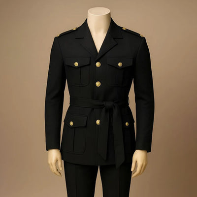 Black Men's Suits Elegant Safari Single Breasted Notch | SAMAG
