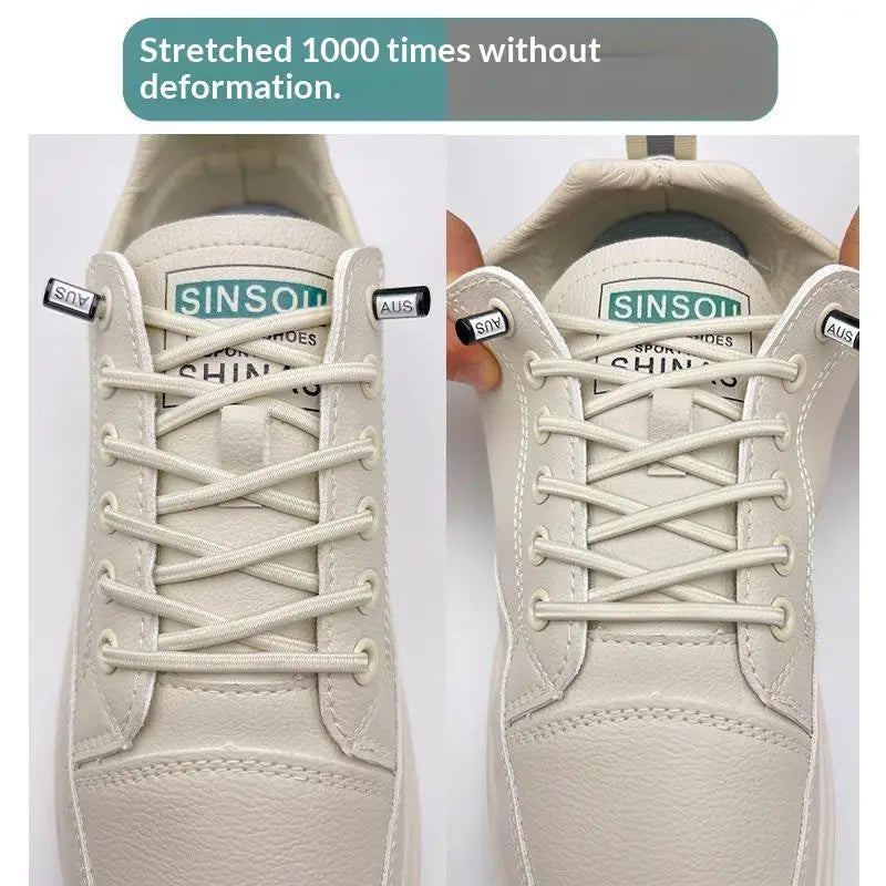 Elastic Lazy Shoelaces Thickened Round Quick Fit One Size Universal Sneaker Accessories For Adults Kids