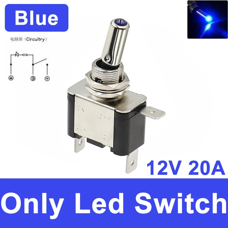 Auto Car Boat Truck Illuminated Led Toggle Switch ON OFF With Safety Aircraft Flip Up Cover Guard 12V20A Transparent