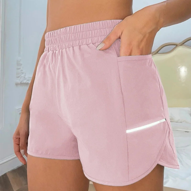 High Waist Running Shorts for Women Quick Dry Athletic Workout Gym Fitness Yoga with Phone Pocket