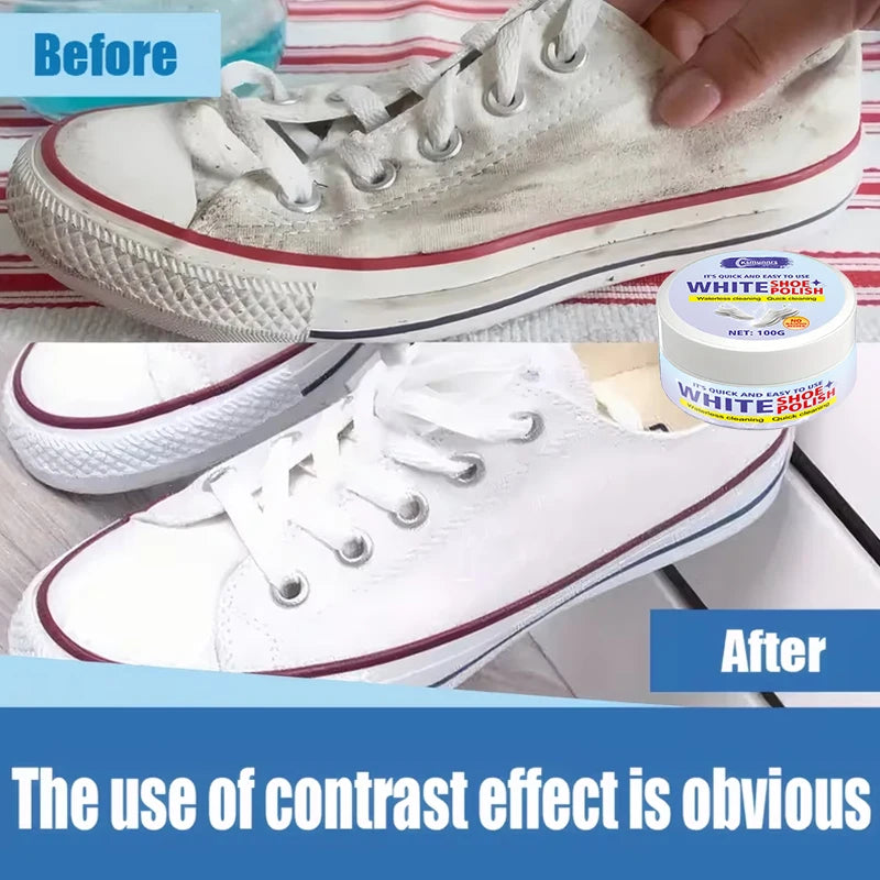 White Shoe Care Cream, Polishing and Whitening Cleaner for Sneakers, Sports Shoes and Canvas Shoes
