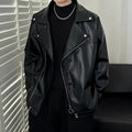 Pu Leather Jacket Men's Autumn New Men's Leather Jacket Design Sense Men's Boys Trendy Locomotive