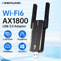 KEBIDUMEI WIFI 6 Wi - fi USB Adapter AX1800 Network Card Dongle 2.4G/5GHz 802.11AX Antenna Signal Reception AX300 | SAMAG