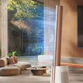 Smart Air Purifier Tower Fan with Cooling Mode - Low Noise Floor Standing AC Bladeless Fan for Whole Room Circulation