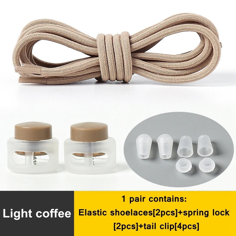 Spring Lock Shoelaces No Tie Shoe Laces Sneakers Round Elastic Shoelace Kid Adult Quick Without Ties Shoestrings Rubber Bands
