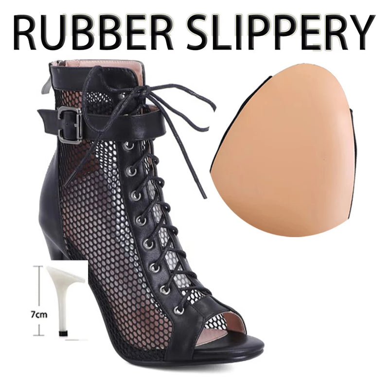 Summer Dance Heels Breathable Mesh 9.5cm 7cm Stable Heel Rubber Sole Suede Sole Customized Salsa Latin Party Team Dance Shoes
