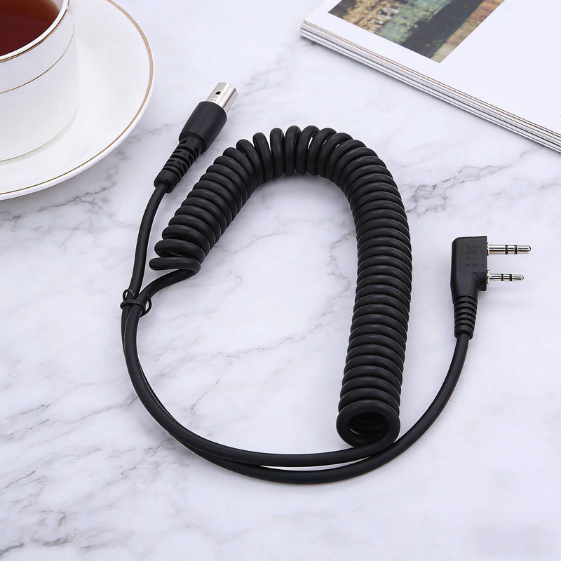 Coiled Headset Cable Rugged Radio Accessories K-Plug PTT Mic Speaker Spring Cable for Kenwood/Baofeng/RH5R/RDH/HYT/Relm