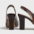 Retro Branded Shoes Original for Woman Brown Elastic Band Pointed Toe Artificial Leather High-heeled Shoes Work Elegant Pumps