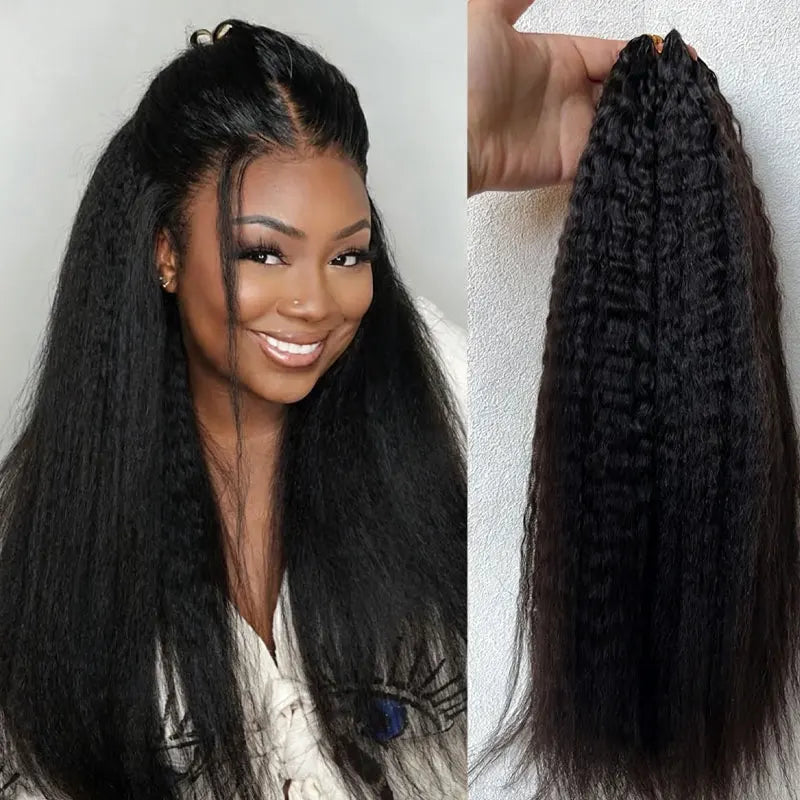 Kinky Straight Miracle Knots Crochet Human Hair Extensions Burmese Virgin Pre Separated Feather Crochet Hair Braids Bundles for Black Women Meadow Hair 26inch 240g