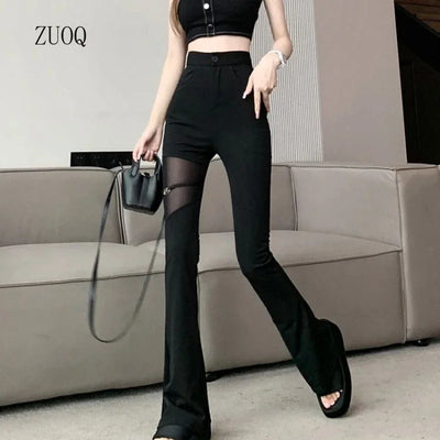 Hotsweet Flare Pants Women Summer Thin Sexy Mesh Spliced | SAMAG