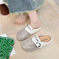 2026 New Comfortable Rhinestone Flat Mules Slip-On Breathable Non-Slip Soft Sole Cushioned Arch Support Daily Wear Women