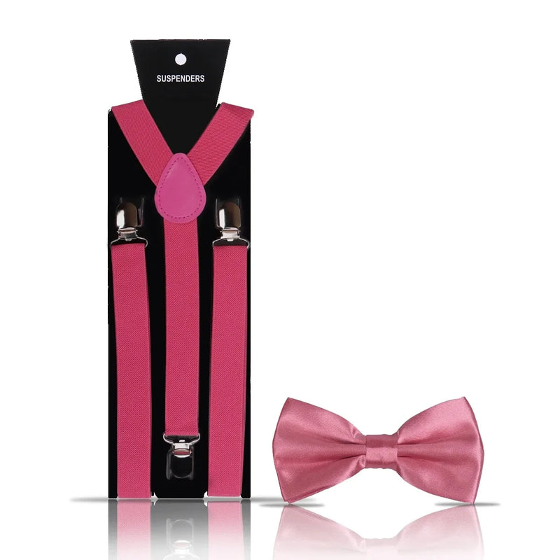 Fashion Mens Suspender Bow Tie Set Man Shirt Pants Dress Women Wedding Party Solid Color Suspender Suit Skirt With Braces Straps