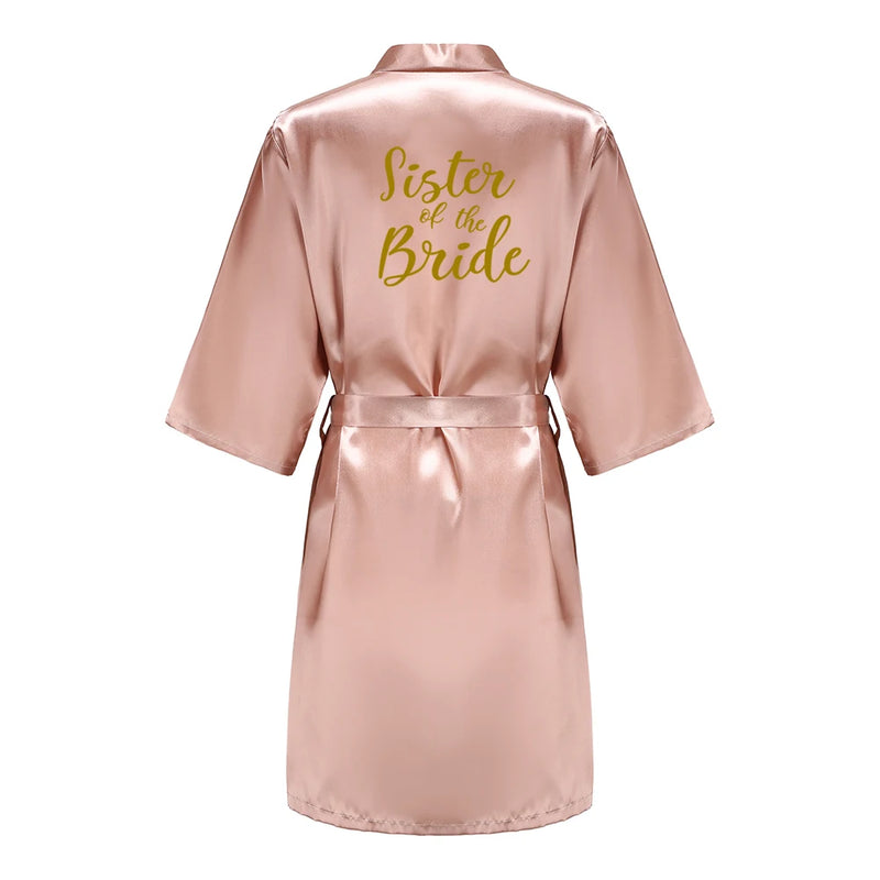 Rose Gold Kimono Satin Women Bathrobe Wedding Sister | SAMAG
