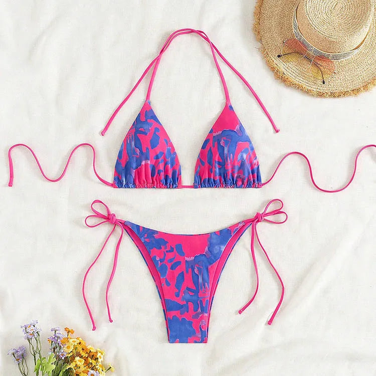 Tie Dye Lace Up Bikini Set Beach Swimwear Women Swimsuit | SAMAG