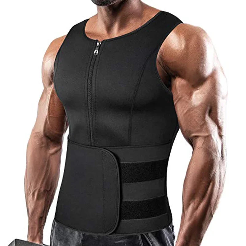 Men's Body Shaper Waist Trainer Sauna Vest Double Belt Sweat Shirt Corset Top Abdomen Slimming Shapewear Fat Burn Fitness Suits