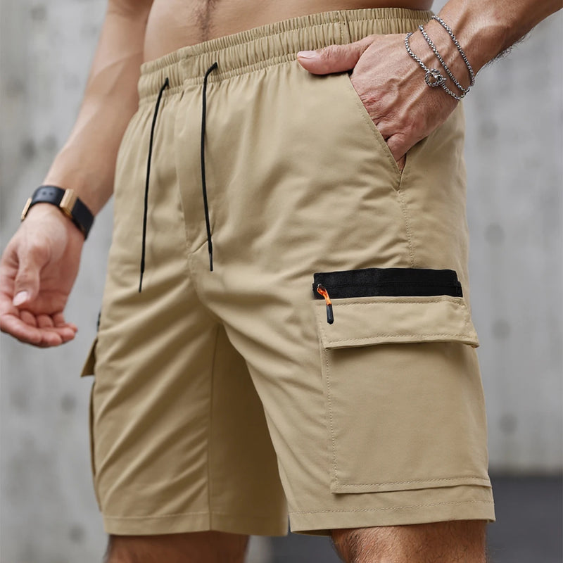 Men's Casual Cargo Shorts Big Pockets Loose Fit Elastic | SAMAG