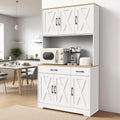 67" Food Pantry Storage Cabinet for Kitchen, White Freestanding Pantry with Charging Station, Door And Adjustable Shelves, Buffet Cabinet for Kitchen, Living Room, And Dining Room, Freestanding Tall Pantry with Microwave Shel