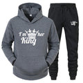 Lover Tracksuit Hoodies Printing QUEEN KING Couple Sweatshirt Plus Size Hooded Clothes Women Two Piece Set - View 8 | SAMAG