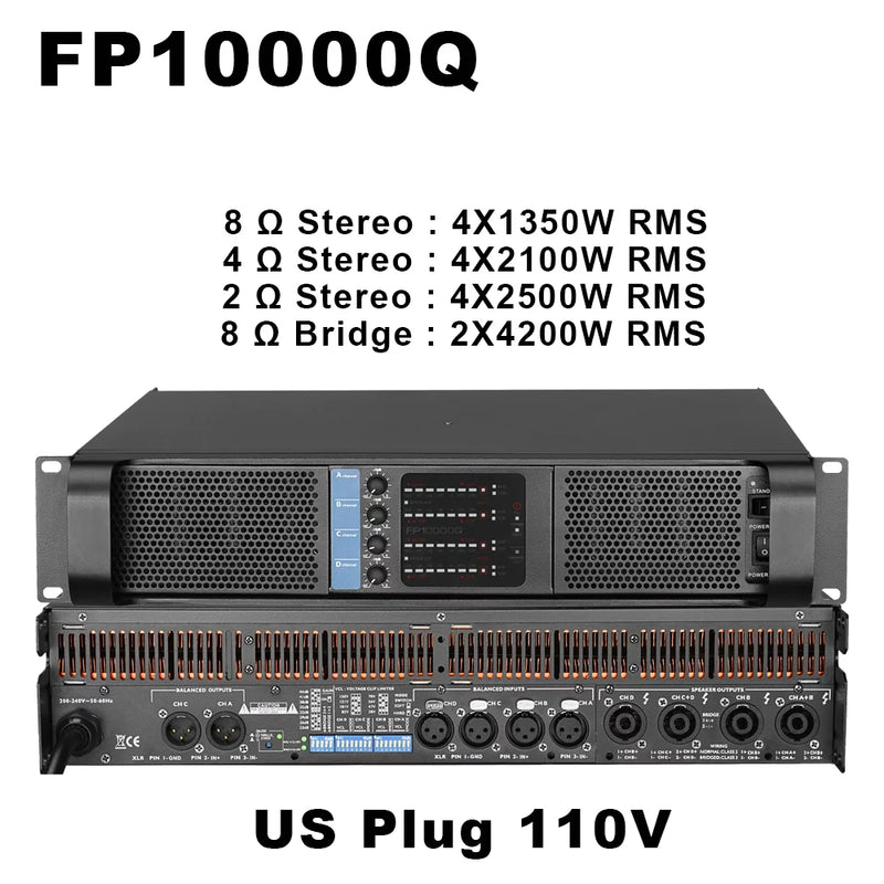 Original LOGO FP10000Q Professional Digital Power Amplifier 4x1350W 10000 Watt FP14000 2X2350W Audio DJ Subwoofer Amplifier