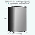 3.2 Cu.Ft Mini Fridge with Freezer, Single Door Compact Refrigerator with Adjustable Thermostat,  Silver