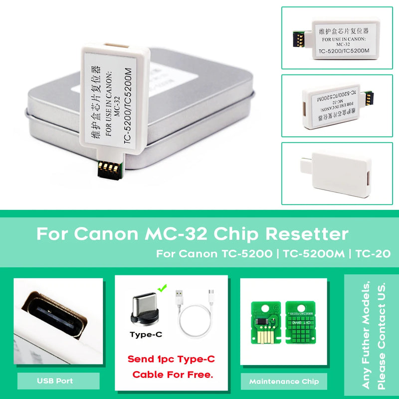 MC-32 MC 32 Maintenance Tank Chip Resetter For Canon TC-5200 TC-5200M TC-20 TC 5200 5200M 20 TC5200 TC5200M TC20 Printer