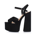 Arden Furtado Women's Summer Embossed Cowhide Platform Shoes Round Toe Super High Heel Sandals Large Size Commuter Footwear