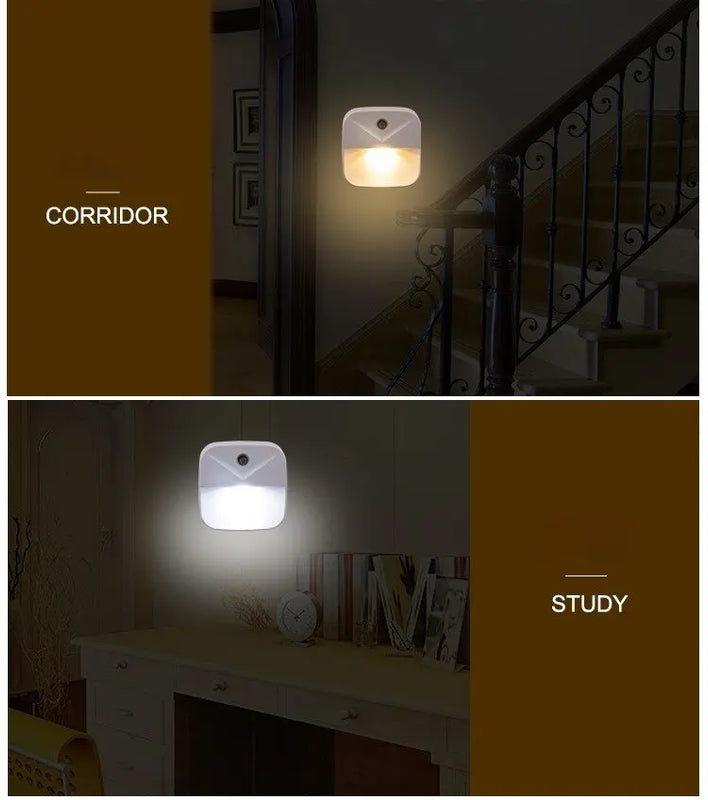 LED Night Light, EU Plug-in Smart Wireless Light Control Sensor Light, 220V Wall Light For Home Corridors, Bathrooms, Hallways