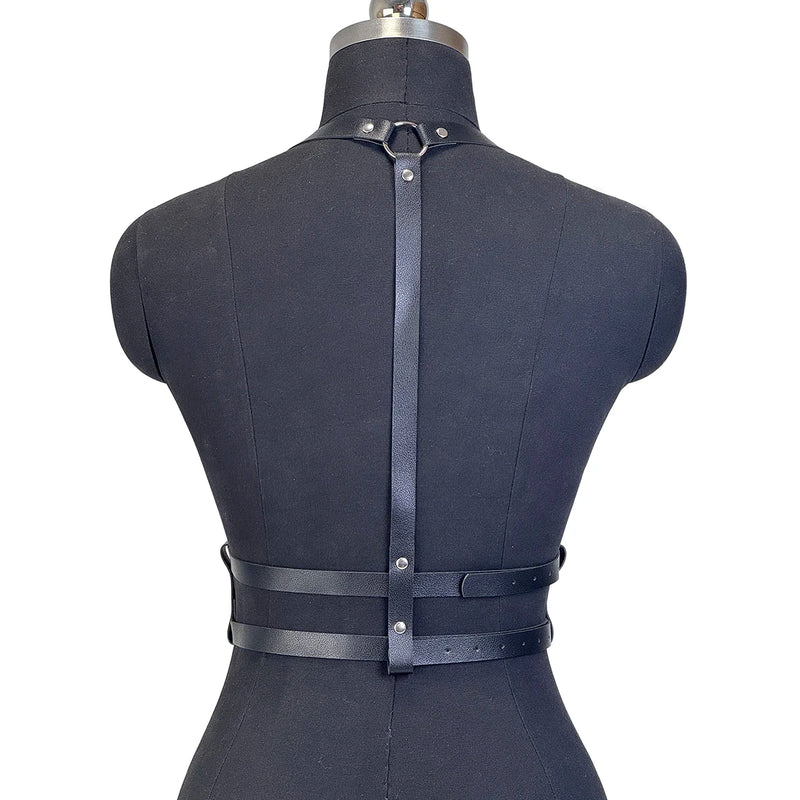 Women Fashion PU Leather Harness Waist Belt Punk Studded Decorative Harness Straps Suspenders Gothic Clothing Accessorie