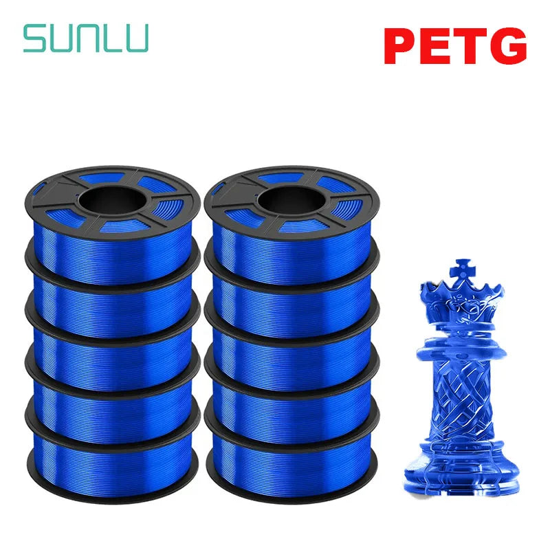 SUNLU PETG 3D Filament 1KG Biodegradable 1.75MM 10Rolls Bright Color Good Toughness Excellent Acid Alkali Weather Resistance