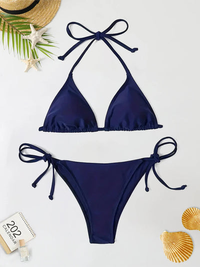 Swimwear Thong Bikini Set Sexy New Navy Blue Swimsuits | SAMAG