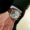 [24-Hour Hollow Tourbillon Watch] Business-Style Hollow Tourbillon Mechanical Watch - Men's Skeleton Design, 24-Hour Display, Hollow Design, Round Alloy Case, Automatic Winding, No Battery Needed, the Preferred Gift Watch.