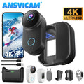 ANSVICAM 4K Mini Thumb Camera WiFi 6-Axis EIS Action Camera with Charging Dock Long Battery Life POV Motorcycle Vlog Cameras