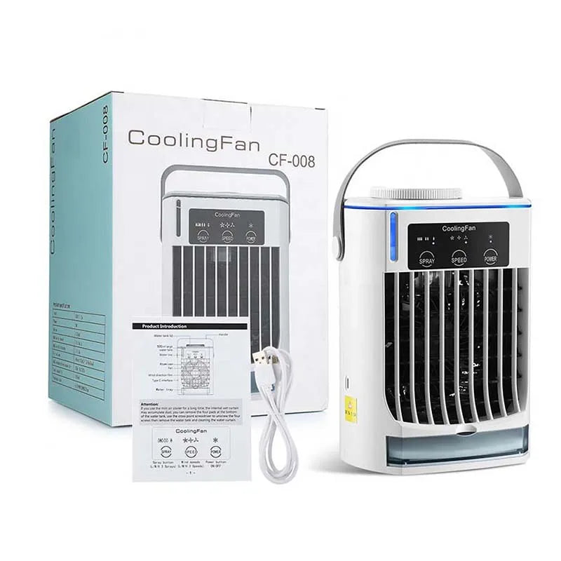 Portable USB Mini Cooling Air Conditioner 3 Speeds Bladeless Fan 5 White Night Light OEM Personal Home Office Air Plastic Hotels