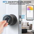 YFK Tuya Smart Door Knob 6 Ways Unlock Fingerprint Password NFC Card Physical Key Anti-peep Lock for Bedroom Office Rental House