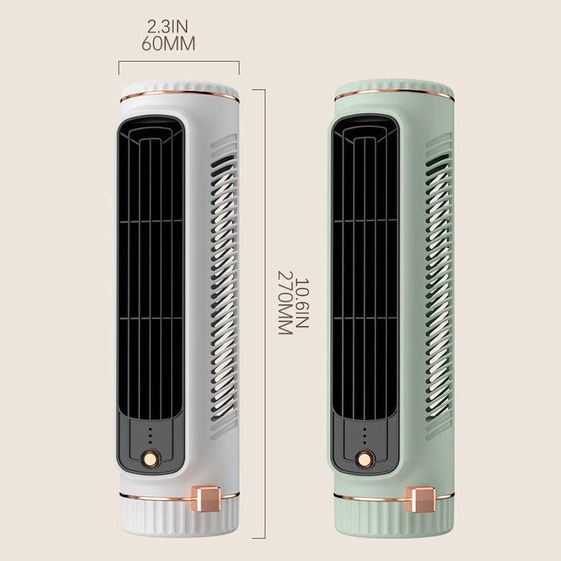 Mini Bladeless Fan Towers Fan Airs Conditioner 3 Speed Adjustables Modes Desk Airs Cooler Standing/Lying Living Room Cooling Fan