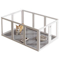 Clear Acrylic Dog Crate Playpen Easy Assemble Transparent Pet Pen Heavy-duty Plastic Puppy Fence with Wheels for Bunny Cat