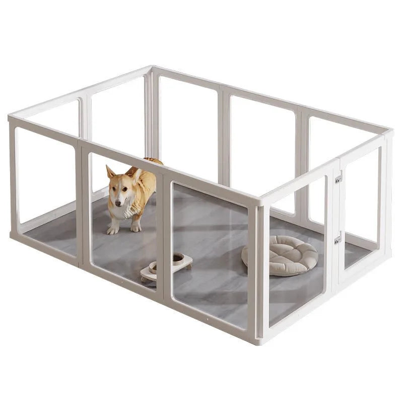 Clear Acrylic Dog Crate Playpen Easy Assemble Transparent Pet Pen Heavy-duty Plastic Puppy Fence with Wheels for Bunny Cat
